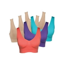 Women's Genie Bra 6-Pack - Comfort Sports Bras - 3 Beige, 3 Brights -