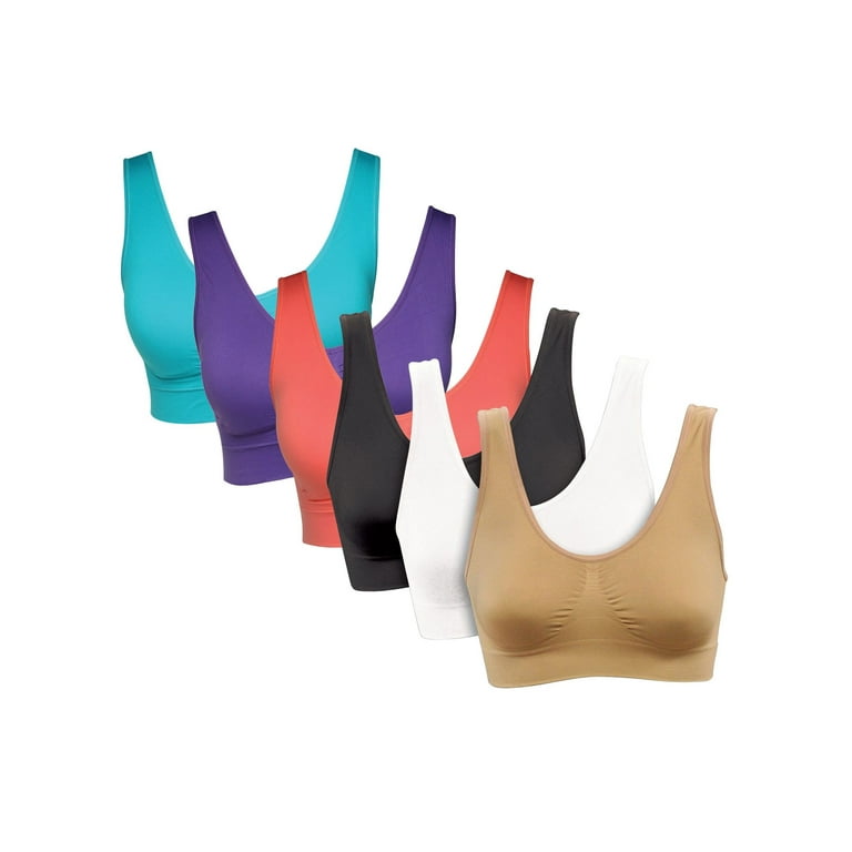 Women's Genie Bra Seamless 6-Pack - Set of 6 Comfort Sports Bras