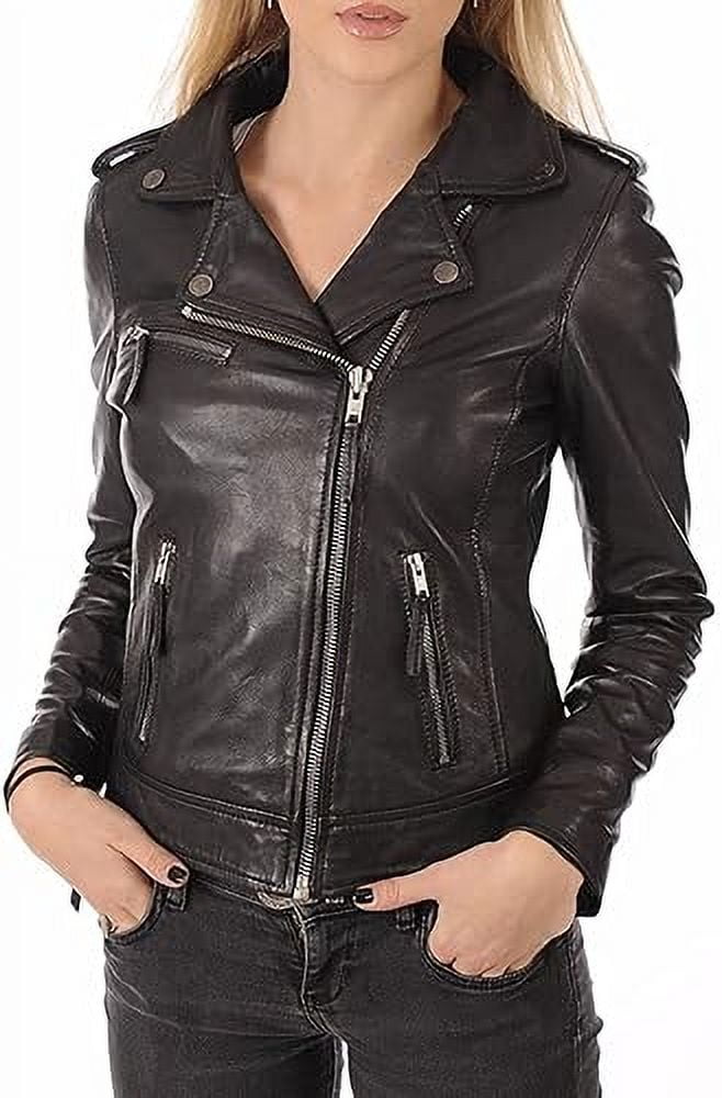 Red Women's Lambskin Soft Real Leather Jacket Motorcycle Slim Fit Biker Jacket E - Foto 4