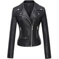 thumbnail image 1 of Women's Genuine Black Lambskin Leather Jacket Motorcycle Slim fit Biker Jacket W237, 1 of 3