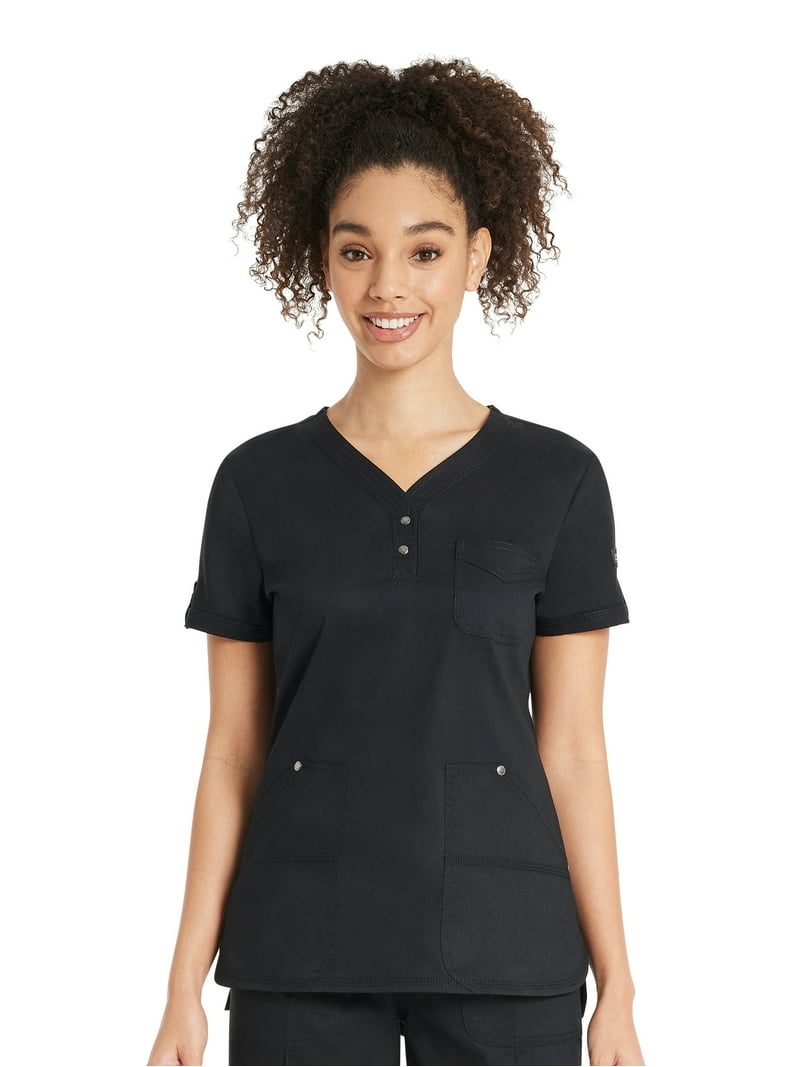 Genuine Dickies Women's Ultra-Soft Snap Front Scrubs Top, Notch