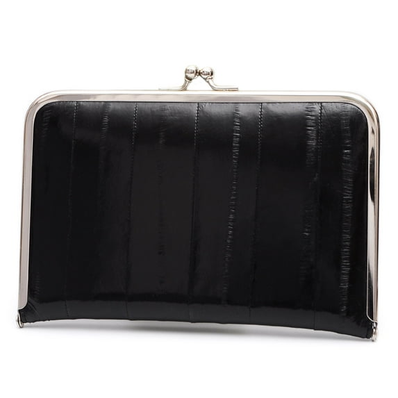 Women's Genuine Eel Skin Black Purse Handbag Clutch