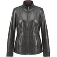 thumbnail image 1 of Women's Genuine Lambskin Black Leather Motorcycle Jacket Stylish Coat W311, 1 of 4