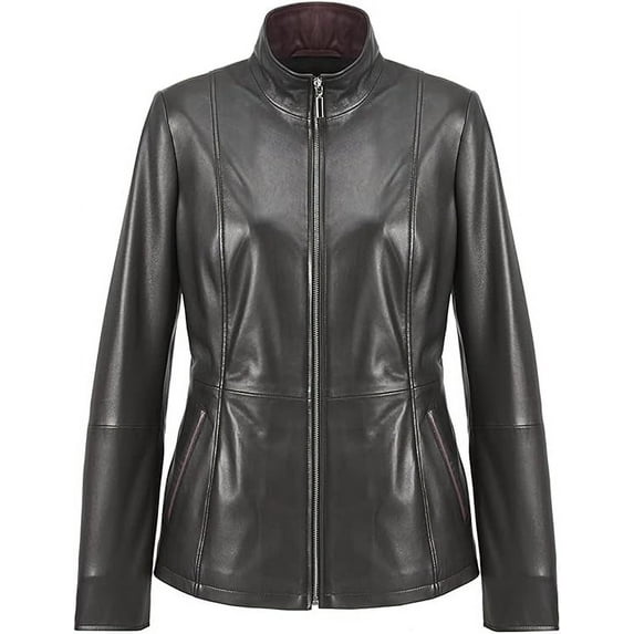 Women's Genuine Lambskin Black Leather Motorcycle Jacket Stylish Coat W311