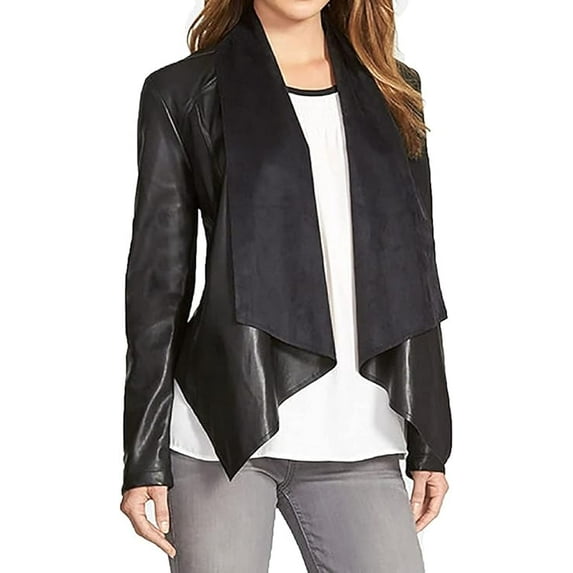 Women's Genuine Lambskin Leather Jacket Motorcycle Biker Leather Black Jacket W293