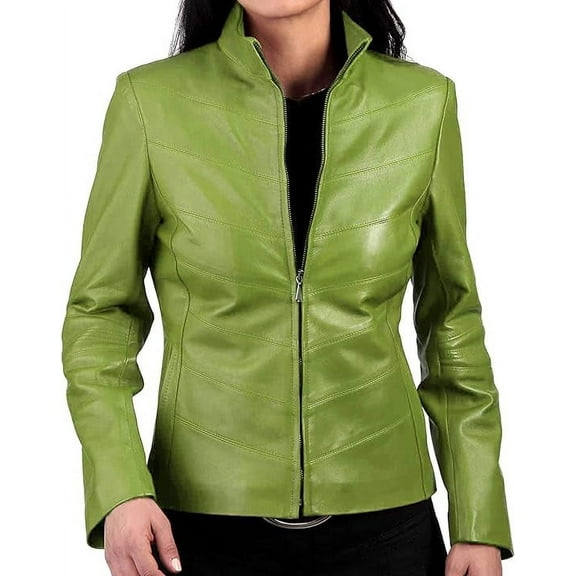 Women's Genuine Lambskin Leather Jacket Motorcycle Biker Leather Jacket W026