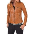 thumbnail image 1 of Women's Genuine Lambskin Leather Jacket Motorcycle Biker Leather Jacket W030, 1 of 3