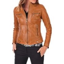 Women's Genuine Lambskin Leather Jacket Motorcycle Biker Leather Jacket W030