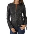 thumbnail image 1 of Women's Genuine Lambskin Leather Jacket Motorcycle Black Slim fit Biker Jacket W126, 1 of 4