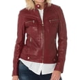 thumbnail image 1 of Women's Genuine Lambskin Red Leather Jacket Motorcycle Slim fit Biker Jacket W156, 1 of 4