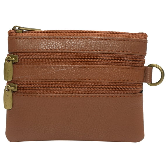 Women's Genuine Leather Coin Purse Mini Pouch Change Wallet with Key Ring