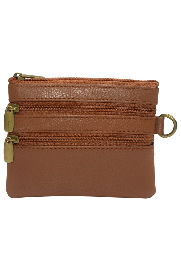 Women's Genuine Leather Coin Purse Mini Pouch Change Wallet with Key Ring