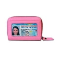 thumbnail image 1 of Women's Genuine Leather Credit Card Holder RFID Secure Spacious Cute Zipper Card Wallet Small Purse with ID Window, 1 of 6