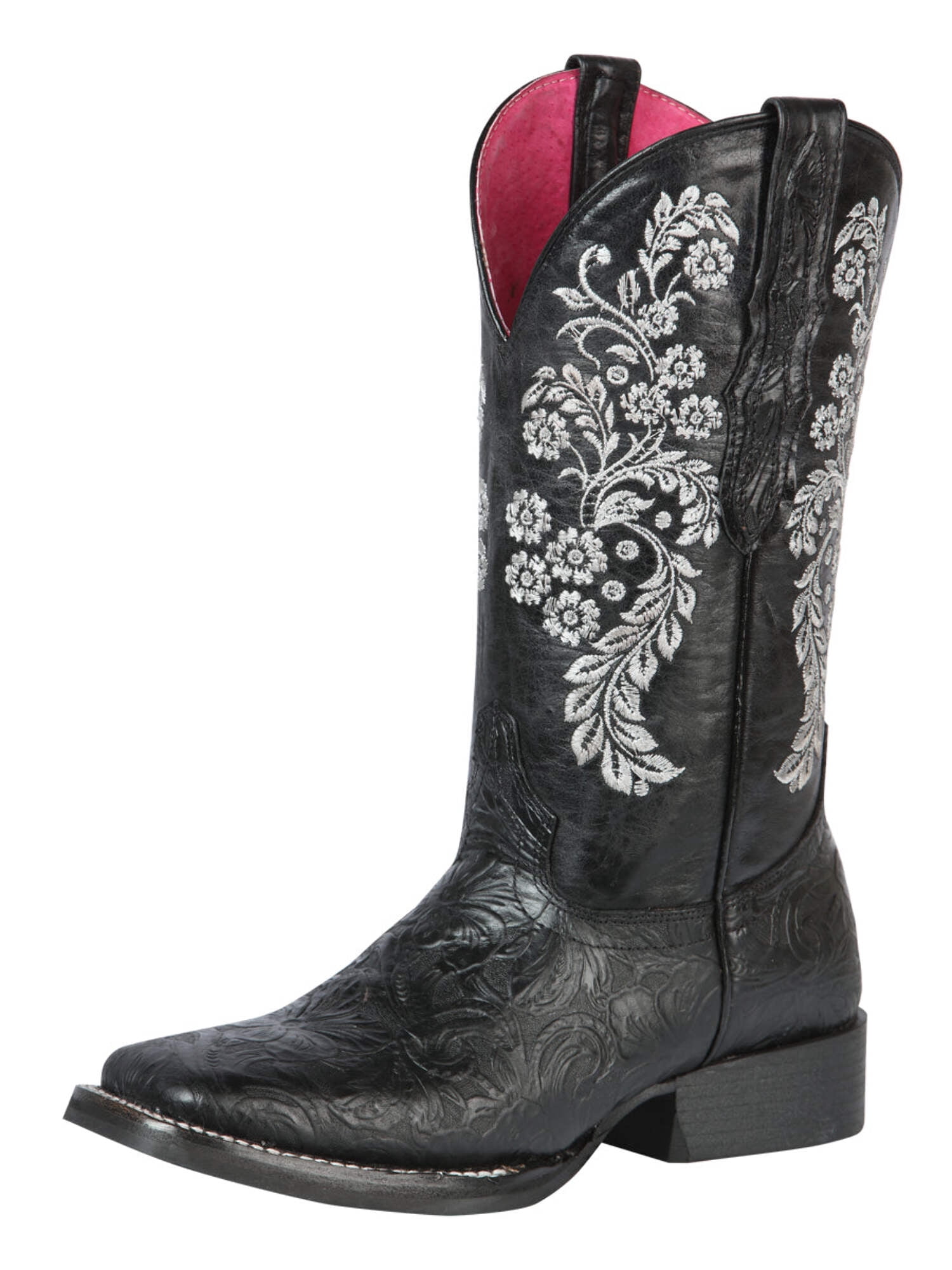 General Flash Accessory Women’s Genuine Leather Floral Engraving Western Cowgirl Boots 'El ...