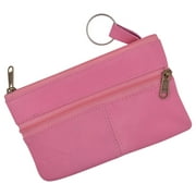 Womens Genuine Leather Large Coin Change Purse with Key Ring for Ladies
