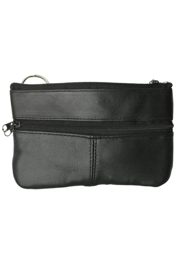 Women's Genuine Leather Large Coin Change Purse with Key Ring for Ladies