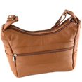 thumbnail image 1 of Women's Genuine Leather Purse Adjustable Strap Mid Size Multi Pocket Shoulder Bag (Light Brown), 1 of 6