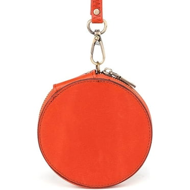 Women's Genuine Leather Round Coin Purse Mini Pouch Change Wallet With Aipper Closure Cute Small Wallets Key Wallet