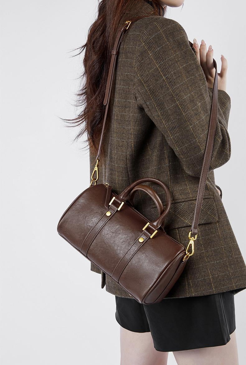 Women’s Genuine Leather Satchel Handbag, Top Handle Crossbody Purse