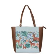 Women s PU Leather Tote Bag with Deer Print   Elegant Shoulder & Top Handle Handbag for Work, Travel & Daily Use