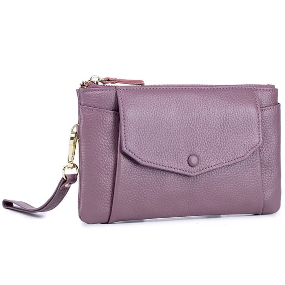 Women's Genuine Leather Wristlet Handbags Envelope Style Cell Phone Purse Card Holder Clutch Wallet