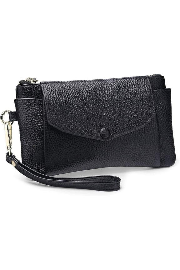 Women's Genuine Leather Wristlet Handbags Envelope Style Cell Phone Purse Card Holder Clutch Wallet