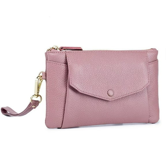 Women's Genuine Leather Wristlet Handbags Envelope Style Cell Phone Purse Card Holder Clutch Wallet