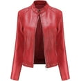 thumbnail image 1 of Women's Genuine Red Lambskin Leather Jacket Motorcycle Biker Leather Jacket W581, 1 of 3