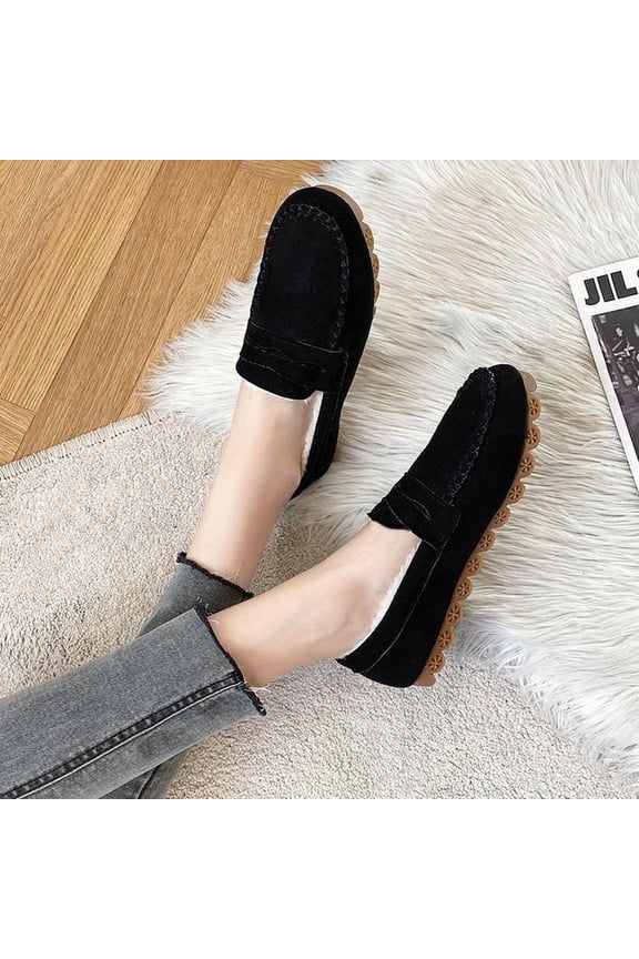 Women's Genuine Suede Moccasin Slippers Shoes with Soft Sole Indoor/Outdoor