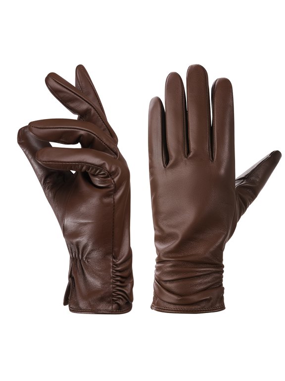 Women's Genuine Touchscreen Gloves - Lined Winter Warm Sheepskin Driving Gloves for Women, Perfect for Christmas Gift
