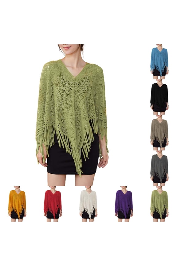 Women's Geometric Knit Shawl with Tassel Detail Multi Functional Casual Wrap for All Season Wear