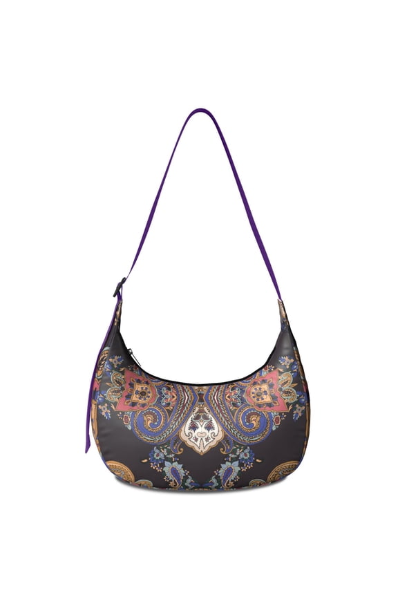 Women’s Geometric Paisley Shoulder Bag – Bohemian Retro Vintage Ethnic Floral Crossbody Purse Featuring Abstract Decorative Mandala Patterns, Lightweight Durable Tote