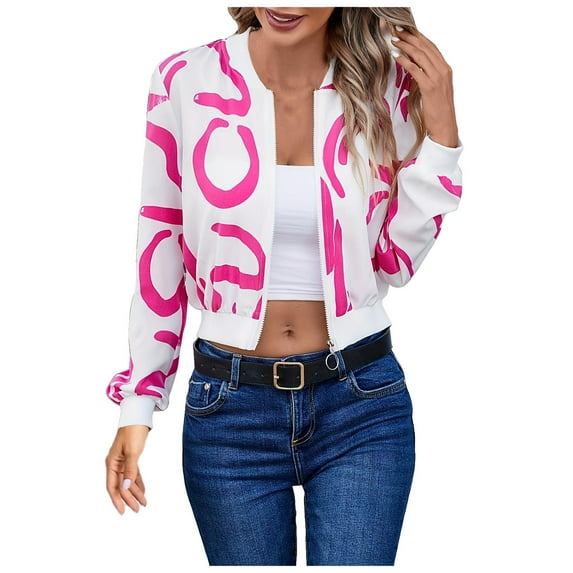 Women's Geometric Pattern Print Design Simple Long Sleeved Straight Casual Women's Jacket