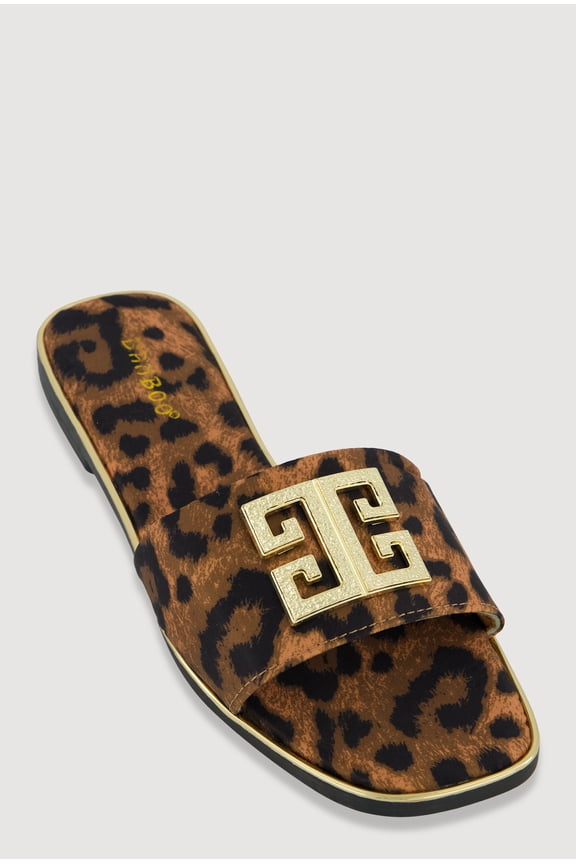 Women's Geometric Pendant Band Slide Sandals