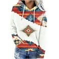 thumbnail image 1 of Women's Geometric Print Aztec Hoodie Pullover Cowgirl Western Ethnic Rhombus Printed Hooded Sweatshirt, 1 of 4
