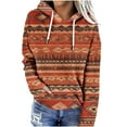 thumbnail image 1 of Women's Geometric Print Aztec Hoodie Pullover Cowgirl Western Ethnic Rhombus Printed Hooded Sweatshirt, 1 of 4