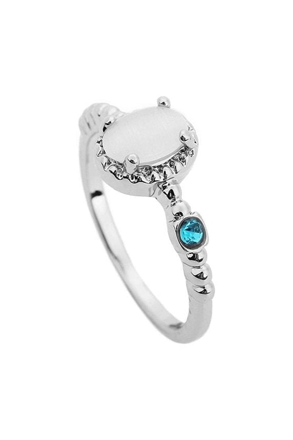 Women's Geometric Ring Alloy Electroplated Wedding Ring with Moonstone Inlay and Diamond Accent Individually Packaged Semi-Precious Stone Ring for Her