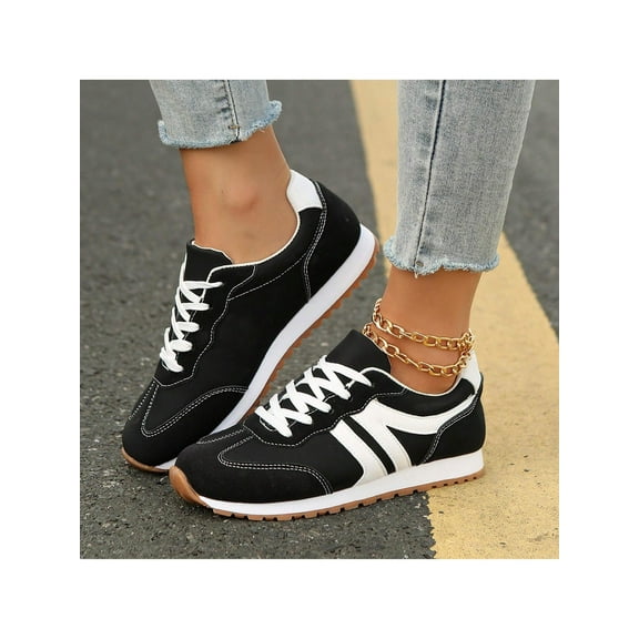 Women's Geometric Sneakers With Breathable Fabric And Durable Non-Slip PVC Sole