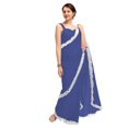 thumbnail image 1 of Women's Georgette Partywear Saree Ruffle Frill Sari with Readymade Blouse , Color: Light Blue | Size: 38, 1 of 6