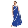 thumbnail image 1 of Women's Georgette Partywear Saree Ruffle Frill Sari with Readymade Blouse , Color: Royal Blue | Size: 36, 1 of 6