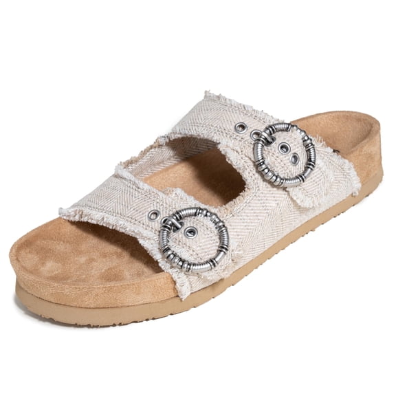 Minnetonka; Women's Shoes Footbed, Medium Beige, 7