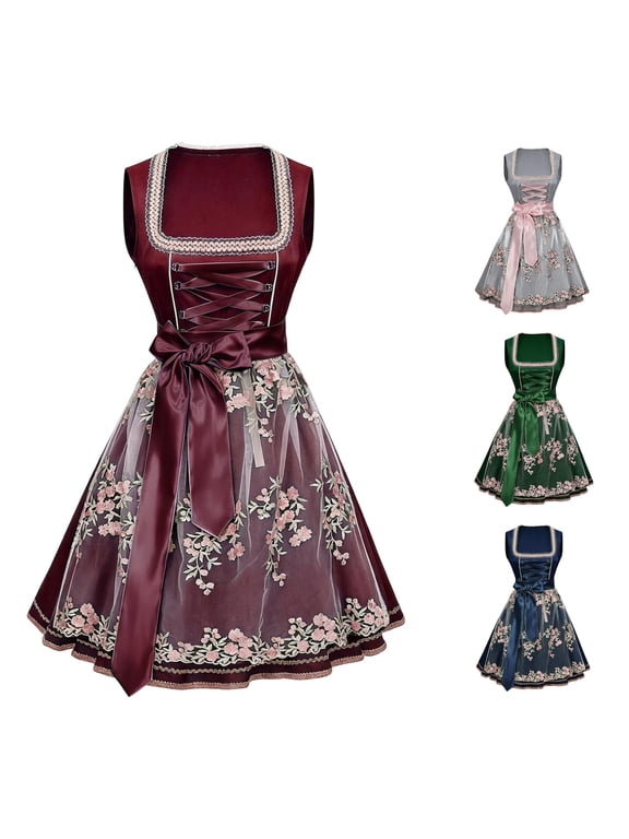 Women's German Dirndl Dress Traditional Bavarian Oktoberfest for Festival