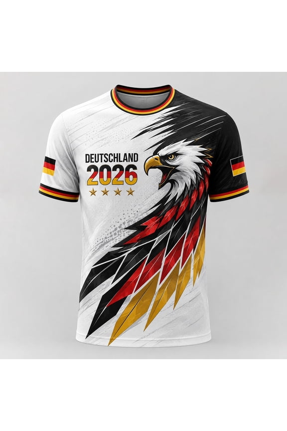 Women's Germany Soccer Eagle T-Shirt with "DEUTSCHLAND 2026" – Patriotic Crewneck Short Sleeve Tee for Football Matches, Fan Events & Casual Wear – Comfortable Summer Top (XXS-XXXXXXL)