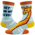 thumbnail image 1 of Women's Get On My Level Socks Funny Tall Giraffe Novelty Graphic Footwear, 1 of 9