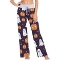 thumbnail image 1 of Women's Ghost Pumpkins Pajama Pants, Casual Pajama Bottoms Lounge Pants Wide Leg, 1 of 7