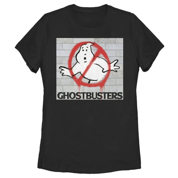 Women's Ghostbusters Brick Spray Logo Graphic Tee Black Medium