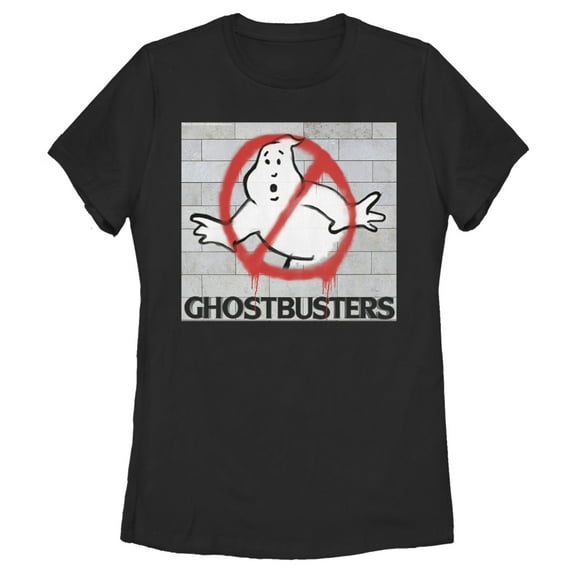 Women's Ghostbusters Brick Spray Logo Graphic Tee Black Medium