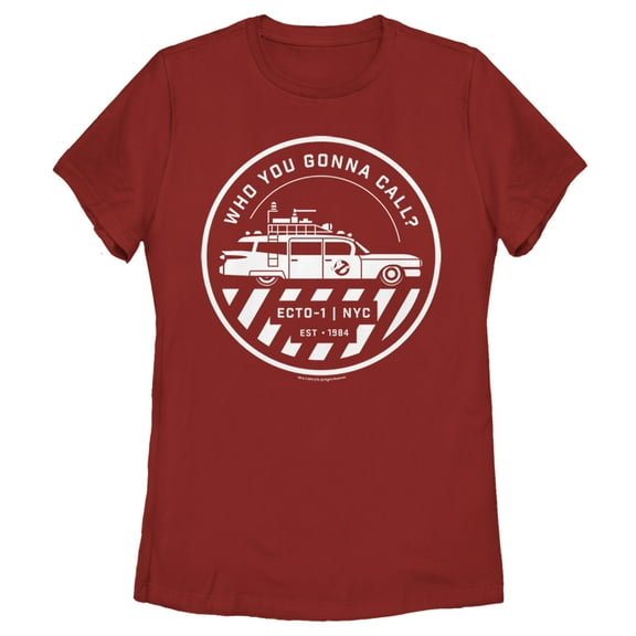 Women's Ghostbusters Ecto-1 Wagon Logo  Graphic Tee Red Large