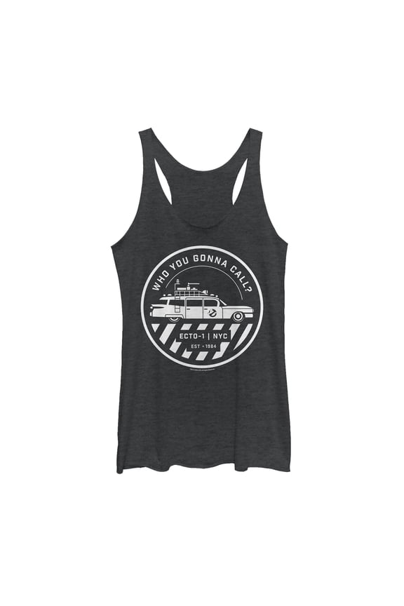 Women's Ghostbusters Ecto-1 Wagon Logo Racerback Tank Top Black Heather X Large