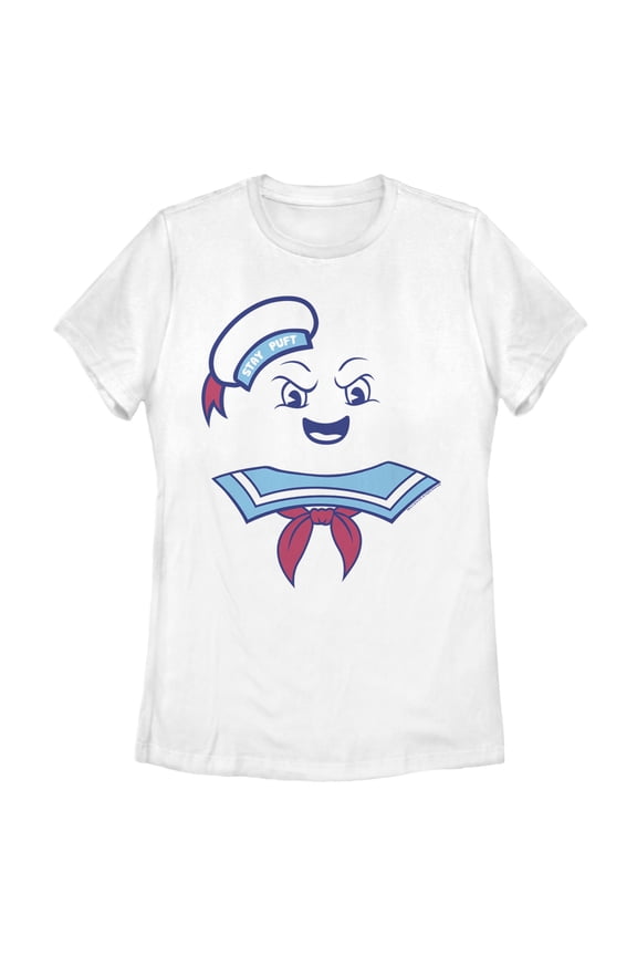 Women's Ghostbusters Stay Puft Marshmallow Man Face Graphic Tee White 2X Large